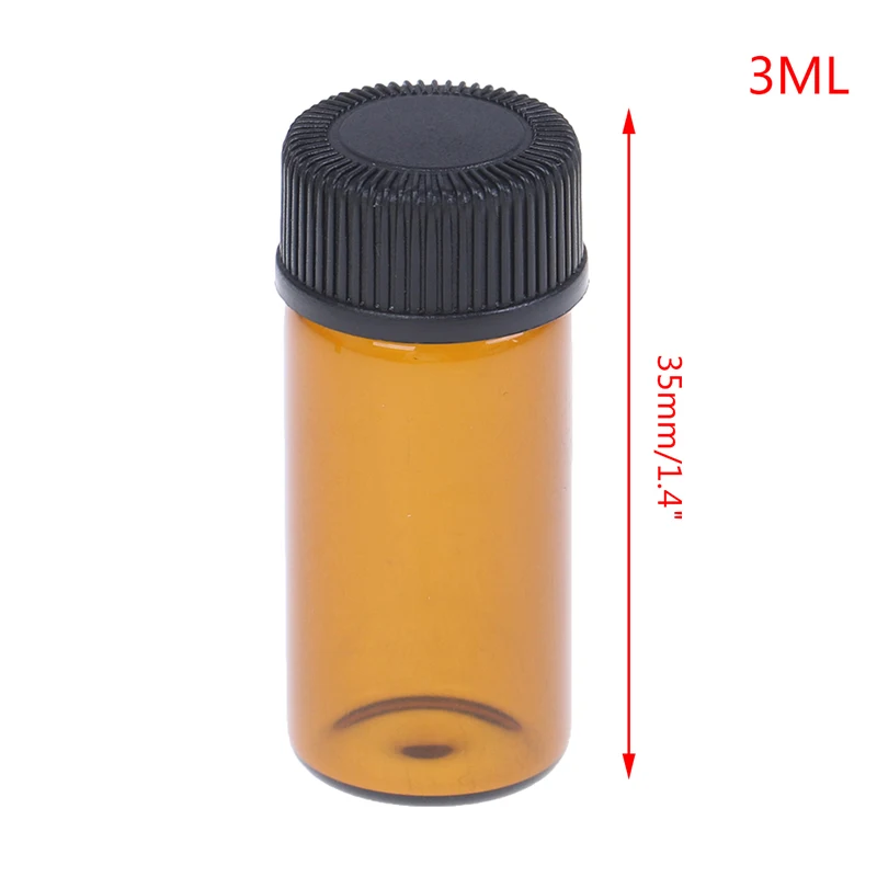 3ml 1 шт. 1/2/3/5 мл янтарная Мини многоразового флакон духов Стекло реагенты эфирное масло флакон для образцов коричневый Стекло флаконы с Кепки Лидер продаж - Цвет: 3ml