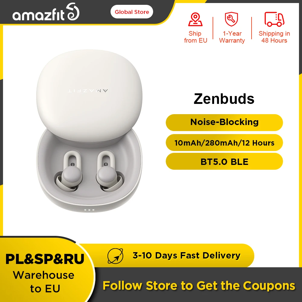 Amazfit Zenbuds Earphone Sleep Monitoring Noise Blocking Lightweight Track Your Sleep Long Battery Life TWS Type-C Charging Case - ANKUX Tech Co., Ltd