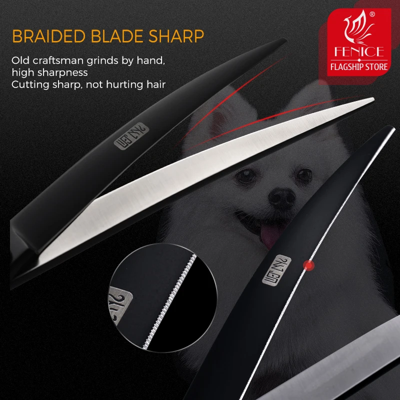 Dog Grooming Scissors Fenice professional 7 inch curved cutting serration scissors blade with saw pet scissors for dog grooming shears makas tijeras dog grooming scissors,dog grooming scissors kit