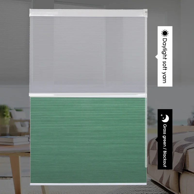Grass green Новая мода Двойные сотовые жалюзи шаровая цепь контроль Горизонтальное затемнение день и ночь сотовые оттенки сделаны для измерения - Цвет: Grass green