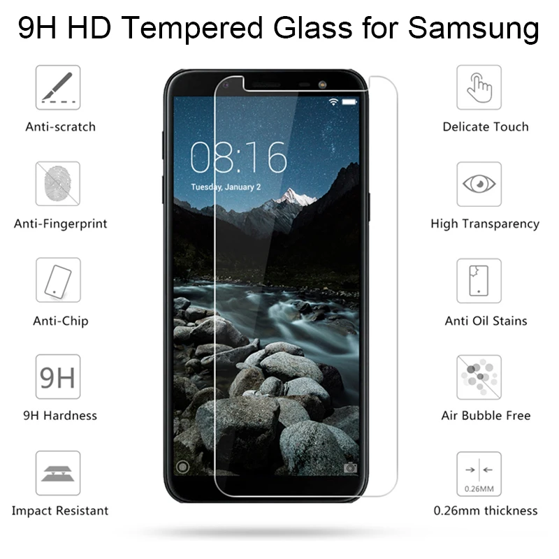 

2PCS Tempered Glass For Samsung Galaxy J6+ 2018 SM-J610FN J610G J610G J6 Plus Glass Screen Protector 9H Protective Film