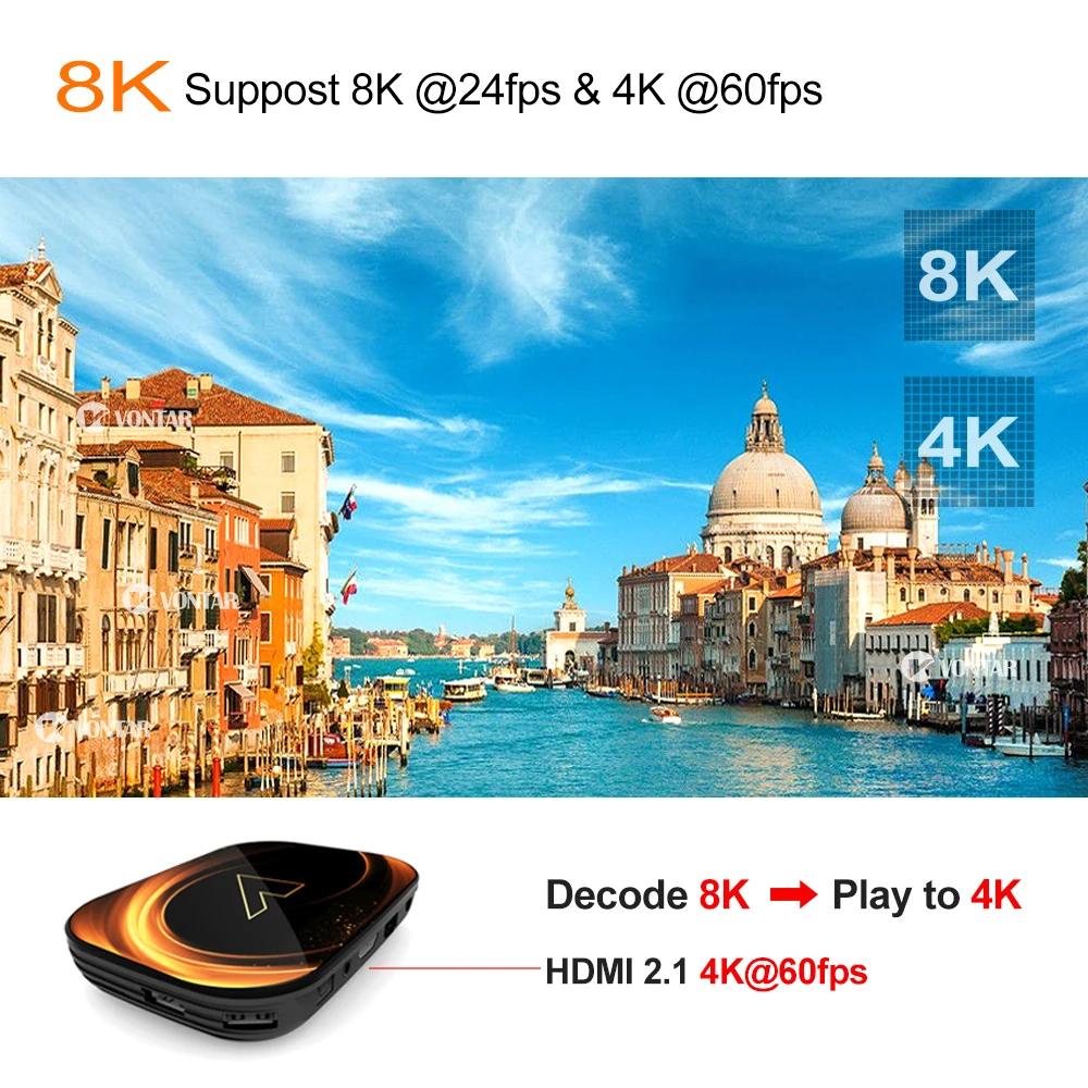 VONTAR X3 8K Amlogic S905X3 4 Гб ОЗУ 64 Гб ТВ приставка Android 9,0 приставка 1000 м двойной Wifi 4 к Youtube Netflix Смарт ТВ приставка 4G 32G