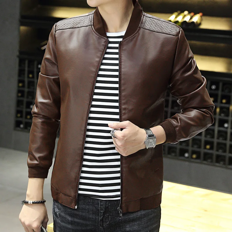 New Products Autumn And Winter Men'S Wear Fashion Man Jacket Youth Slim Fit PU Leather Men's Casual Coat Kw-w217