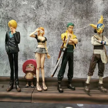 

5pcs/set Anime One Piece Action Plot Goodbye Going Merry Luffy Zoro Chopper Sanji chopper PVC Action Figures Toys Model gift
