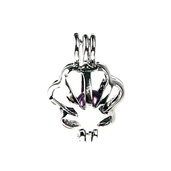 

New 5pcs/lot Silver copper cute Small shell Beads Pearl Cage Pendant Locket Fairytale Party Essential Oil Diffuser wholesale