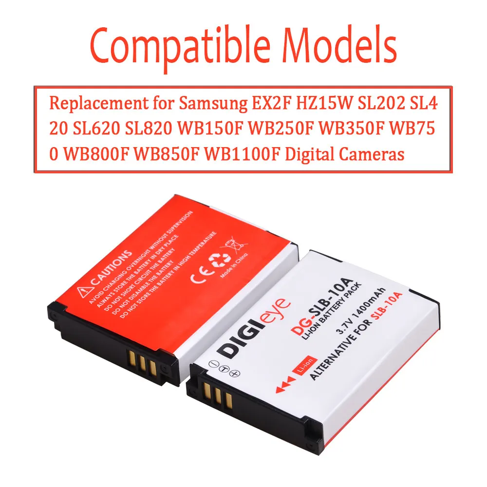Slb 10 Baterias para Câmeras Samsung 1400mah Ex2f Hz15w Sl202 Sl420 Sl820 Wb150f Wb250f Wb350f Wb750 Wb850f Wb1100f Slb10a - Image 3