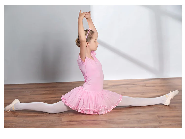 Балетное платье балетные юбки с короткими рукавами для девочек Одежда для тренировок для девочек балетная пачка Детские китайские