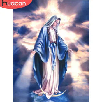 

HUACAN DIY Diamond Painting Mosaic Virgin Mary Wall Decor Full Square Rhinestone Pasted Diamond Embroidery Religion Pattern Gift