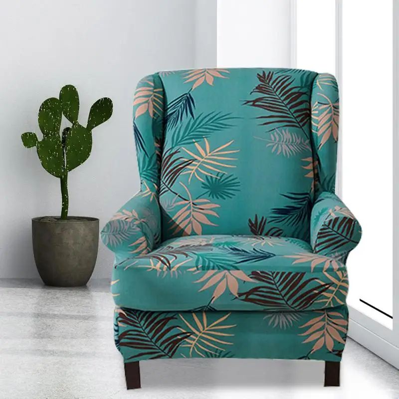 2 шт./компл. простой декоративные листья печатных Wingback защитный чехол съемный эластичный мебель кресло крыло чехол для кресла