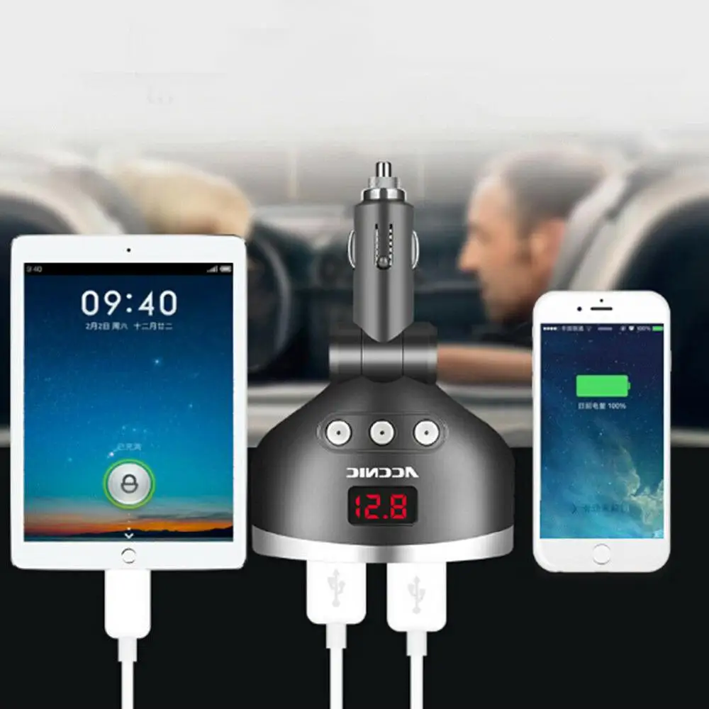 DishyKooker 3 Way Мульти Розетка для автомобильного прикуривателя удлинитель USB зарядное устройство DC12V