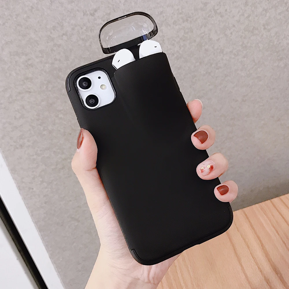 2 в 1 чехол для телефона s для Airpod чехол для iPhone 11 Pro Max Xs Max Xr X 10 11Pro с держателем для Air Pods чехол Fundas