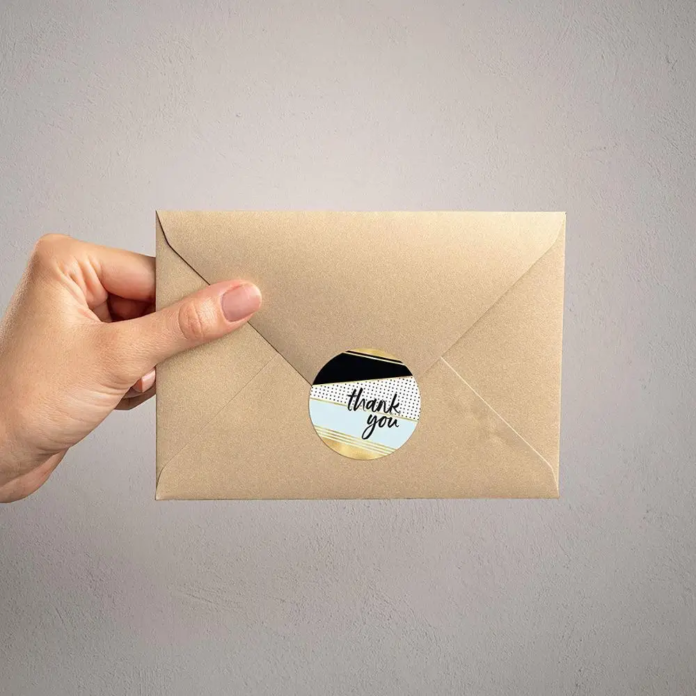 500 шт/рулон, 8 дизайнов, золотые благодарственные наклейки, этикетки для печати, 1 дюйм, для украшения свадьбы и детского душа, вечерние наклейки