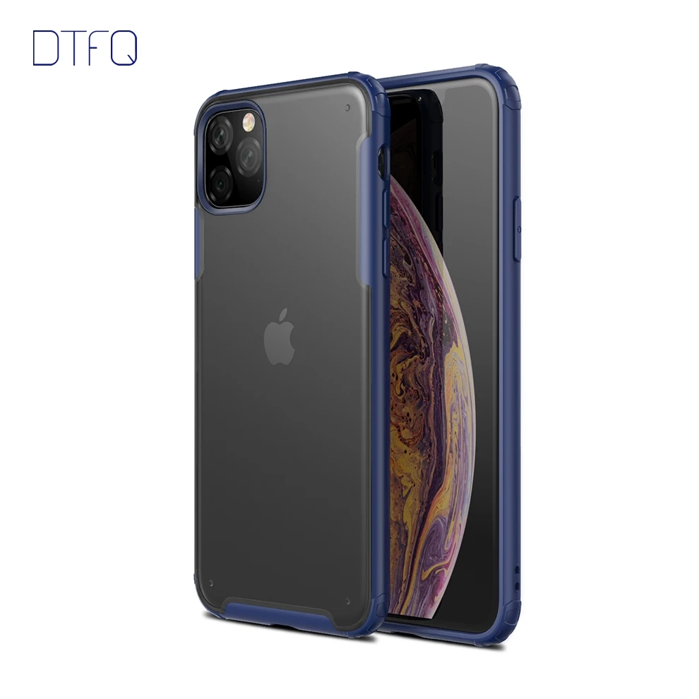 Blue DTFQ Case for iPhone 11 11 Pro Max Hybrid Hard PC Soft TPU Silicone Cover Matte Shockproof Case for iPhone XR Xs Max X 7 8 Plus - Цвет: Blue
