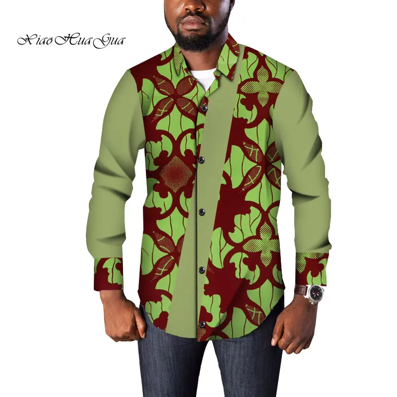 Traditional Mens African Clothing Men Shirts Long Sleeve Dashiki Men African Print Shirt Plus Size Mens Clothing 6XL WYN965