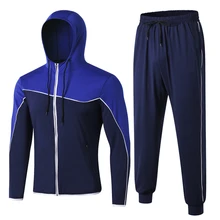 Осенне-зимние мужские комплекты для бега, новые спортивные куртки с капюшоном, длинные штаны для бега, уличная одежда для фитнеса и тренировок, тренировочные куртки XXL