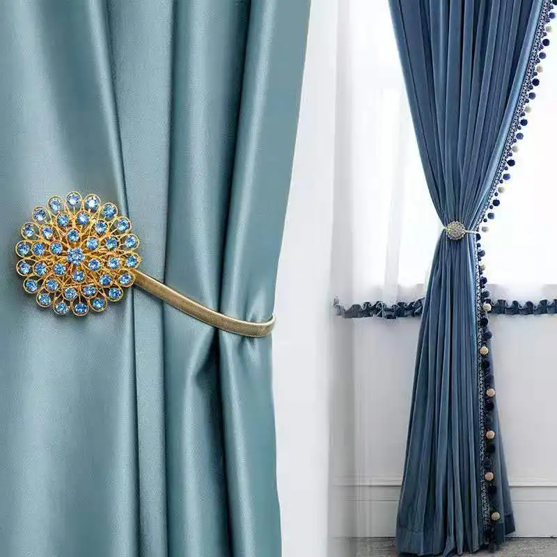 

Crystal Curtain Straps Magnetic Curtain Buckle Rhinestone Decorative Window Screening Tieback Free Punch Hook Wall Hook 1PCS