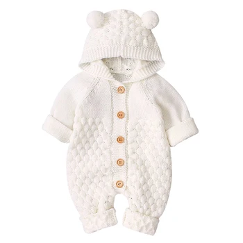 

Baby knit Rompers Cartoon Bear Knitted autumn Newborn Boys Jumpsuits Clothes winter Long Sleeve Toddler Sweater Children Overall
