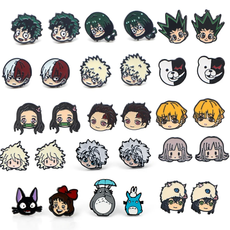 32 Styles Cartoon Ear Studs Demon Slayer/My Hero Academia Figure Stud Earring Totoro Enamel Earrings for Women Girls Anime Gift | Украшения