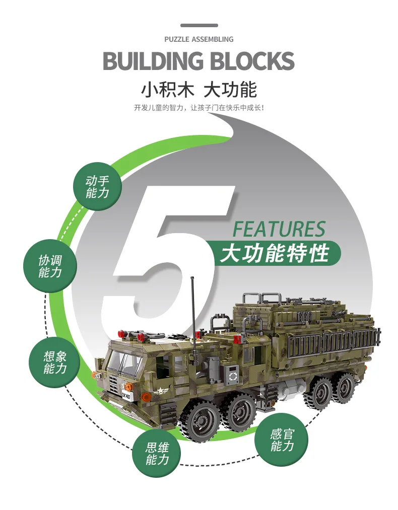 XINGBAO Xb-06015 Военная серия сверхмощный грузовик Обучающие собранные маленькие частицы строительные блоки игрушка тигр танк