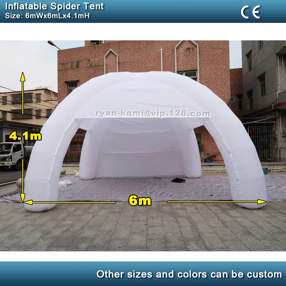 6mWx6mLx4.1mH 4 legs blue inflatable spider tent with removable door curtains inflatable dome tent party igloo event tent 6