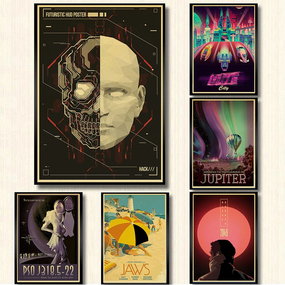 Футуристический плакат модная винтажная крафт-бумага для кафе бара