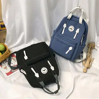 

Nylon Portable School Bag Ring Buckle Travel Backpack Girls Backpack Waterproof Teenage Vertical Zipper Female