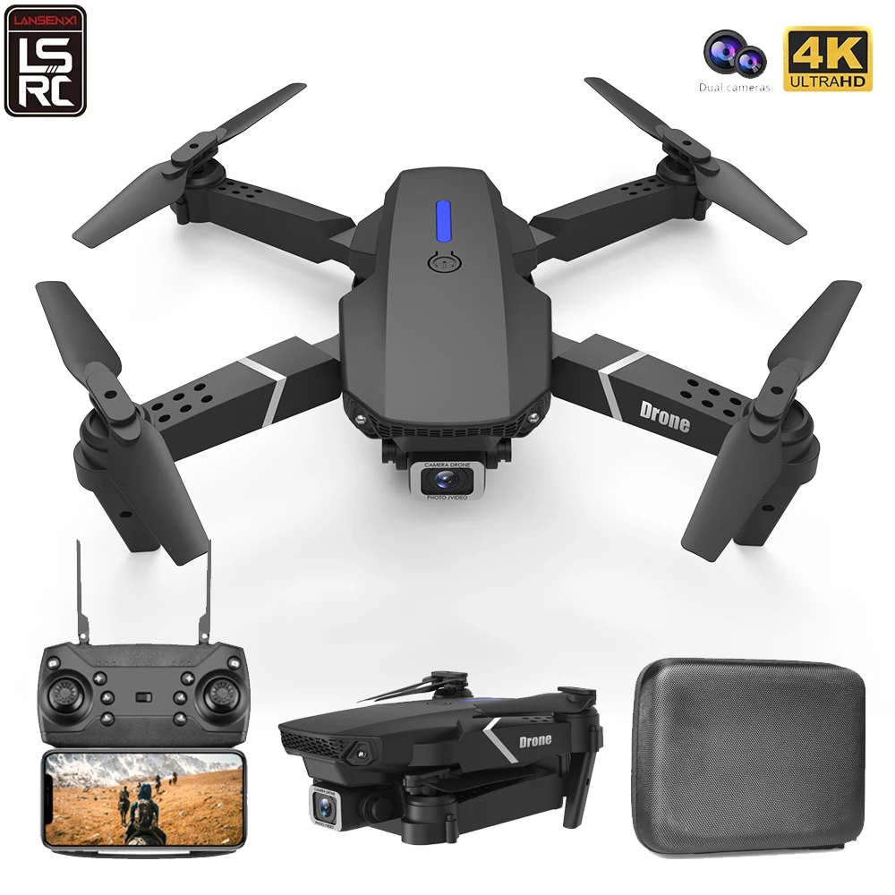LSRC 2021 Новый E88 Pro Дрон с широкоугольным HD 4K 1080P двойная камера высота удержания Wifi RC