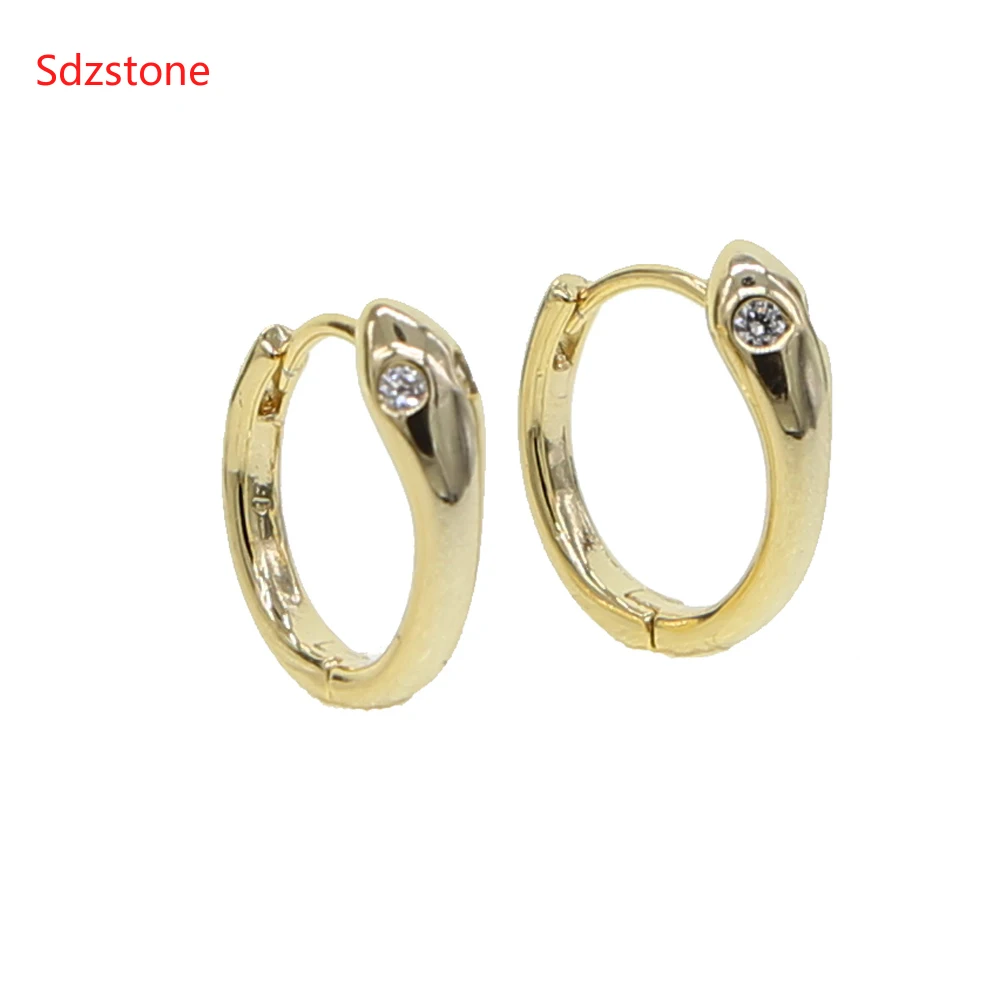 Sdzstone круглые серьги, модные женские серьги-кольца в виде змеи, 15 мм, для женщин, золотого цвета, с кристаллами, персонализированные ювелирные изделия в виде животных покемон