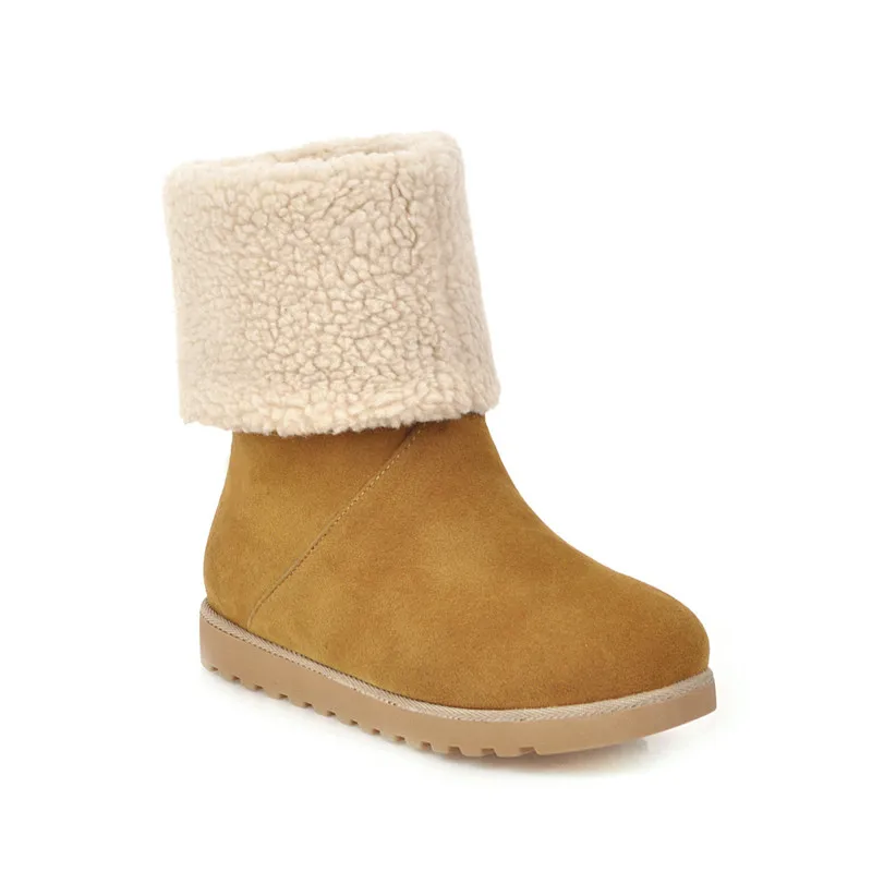yellow ASUMER/Большие размеры 34-43; модные ботинки до середины икры; женские ботинки с круглым носком; повседневные женские ботинки на плоской подошве; сезон осень-зима; Новинка года - Цвет: yellow
