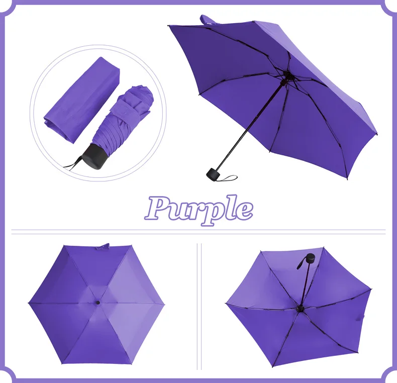 190g Super Light Mini Pocket Umbrella Rain Women Gift Men Umbrellas 5 Fold Parasol Girls Portable Kids Travel UMBRELLAS Paraguas - Цвет: purple