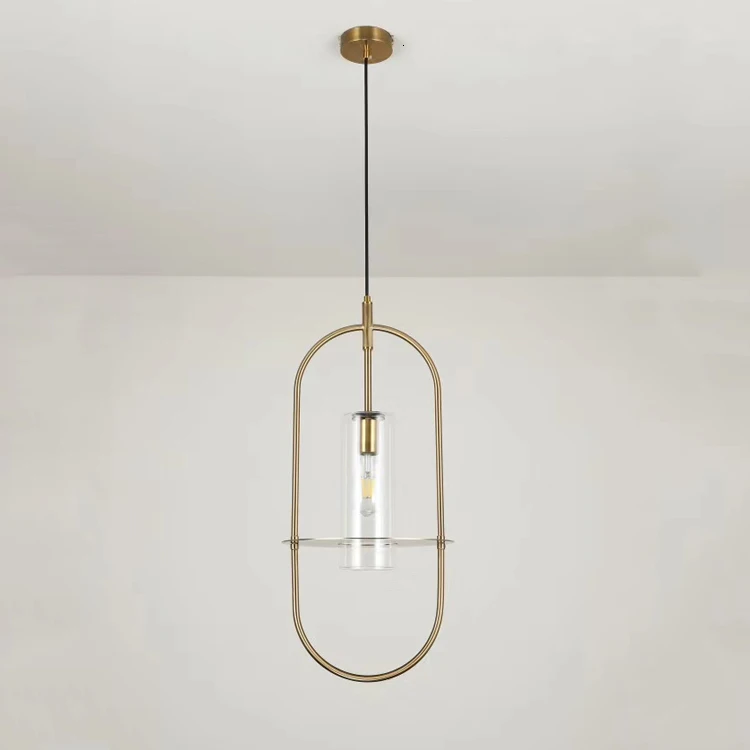 Special Offers Factory Direct Selling Modern Design Ceiling Pendant Lamp Golden Iron Ring Clear Glass Cover Indoor Simple Lighting