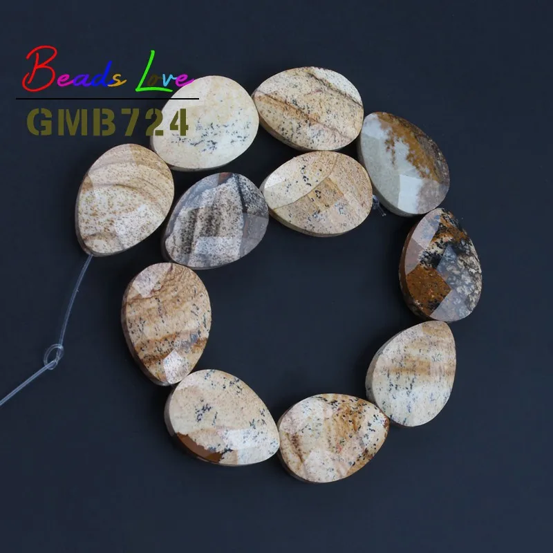 Picture Jasper 13X18 мм бусины из натурального камня граненые капли воды Роза Quartzs Jaspers свободные разделительные бусины для самостоятельного изготовления ювелирных изделий браслет ожерелье - Цвет: Picture Jasper