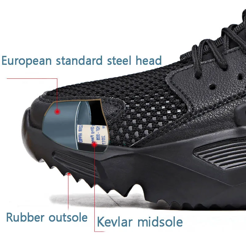 New Work Safety Shoes Fashion Sneakers Ultra-light Soft Down Men Breathable Anti-shattering Steel Toe Work Boots