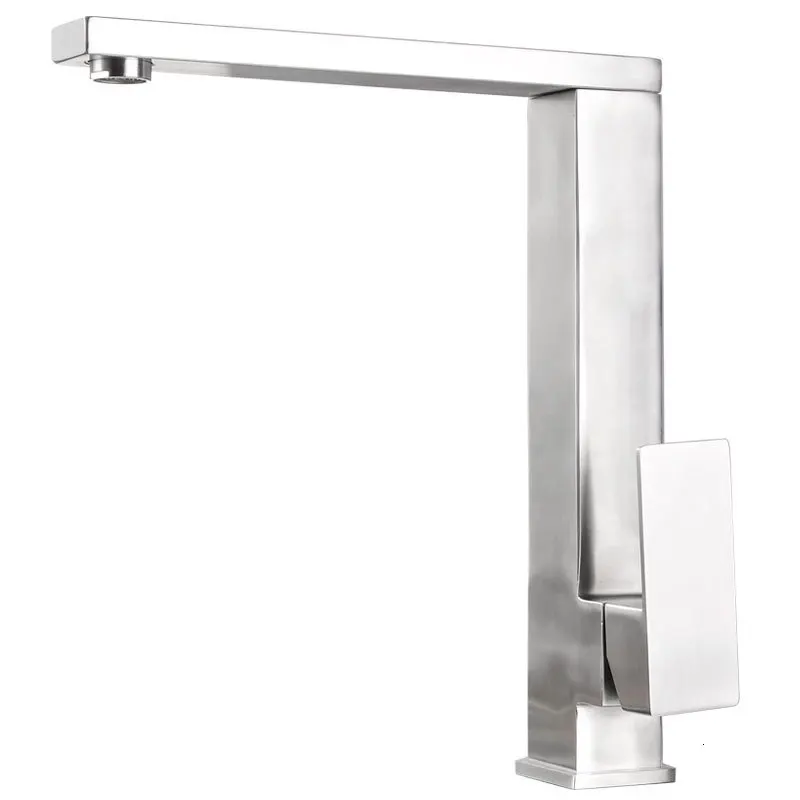 stainless steel Черный кухонный кран для воды, квадратный, можно вращать кран для горячей и холодной воды, костюм 304, кран для воды из нержавеющей стали Ct1003 - Цвет: stainless steel