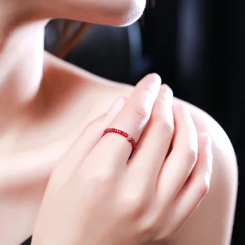 

DMCBS013 G18K Gold Ruby Ring Genuine Female Valentine's Ring Gift for Girlfriend
