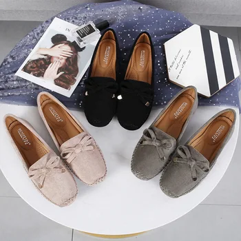 

2019 New Summer Flats Shoes Woman Cow Split Leather Slip-On Solid Soft Flats Loafers Female Moccasin Casual Flats Women Shoes