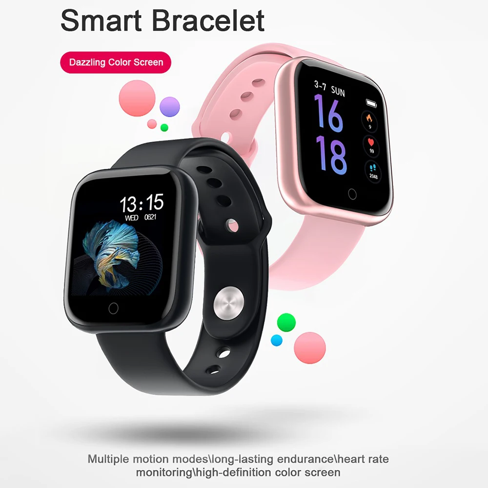 T80 smart fitness bracelet men color touch screen smart band fitness tracker heart rate monitor blood pressure health wristband