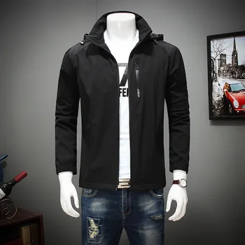 

Autumn Big Size Men's Wear Jacket Fat Man Plus Fat plus Sports Lian Hat Thin Section Leisure Coat Fat Loose Top