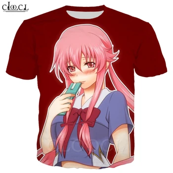 

Anime Future Diary T Shirt Men Women 3D Print Gasai Yuno Cartoon Character Cosplay Short Sleeve Tees Hippie Hipster Pullovers