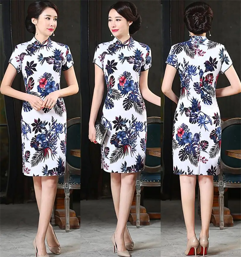 Сексуальный Улучшенный чёнсам элегантный тонкий китайский воротник Qipao размер S-3XL - Цвет: 2154