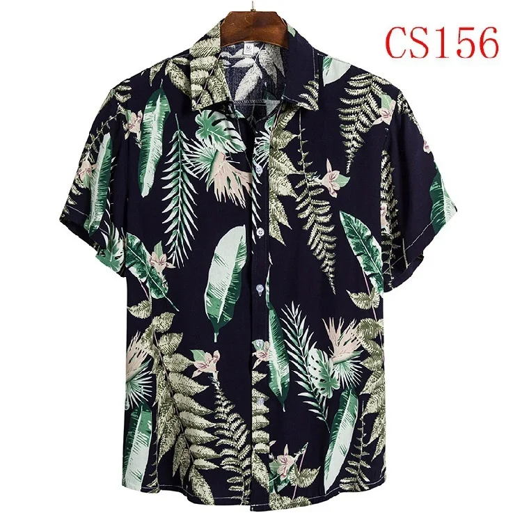 CS156 Пляжная туристическая Свободная рубашка Tropic Botany лист номер Печать на отдых досуг короткий рукав песчаный пляж рубашка - Цвет: CS156