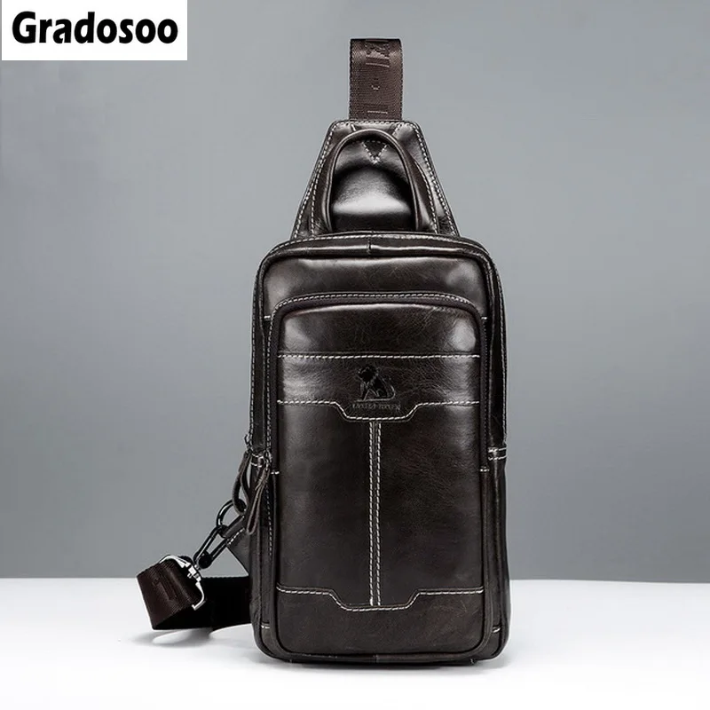 Gradosoo масло воск кожаная сумка через плечо для мужчин нагрудная дизайнерская