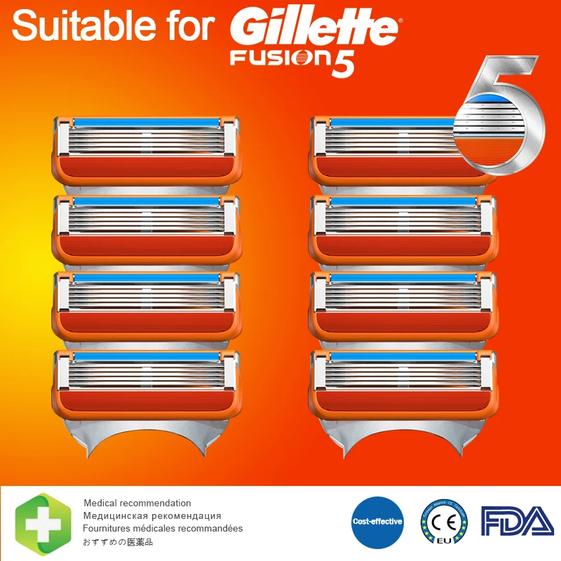 Лезвия для бритвы Gillette Fusion 4 шт. мужчин 5 слоев бритья уход за лицом или Mache 3 |