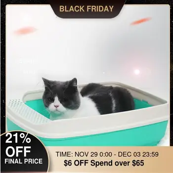 

Hot Sell Cat Litter Bowl Anti Splash Litter Box tray Semi-closed Sand Basin Plastic Extra Large Cat Toilette Small Pet Supplies