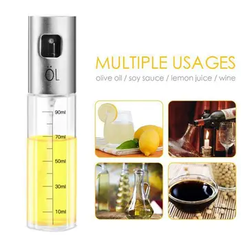 

New Oil Sprayer Dispenser Premium 304 Stainless Steel Grilling Olive Oil glass Bottle 100ml for Cooking /Salad /Bread Baking /BB
