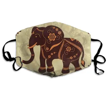 

Vintage Floral Elephant Cool Dust Mouth Mask Reusable Anti-Dust Face Mask Adjustable Earloop Skin Protection