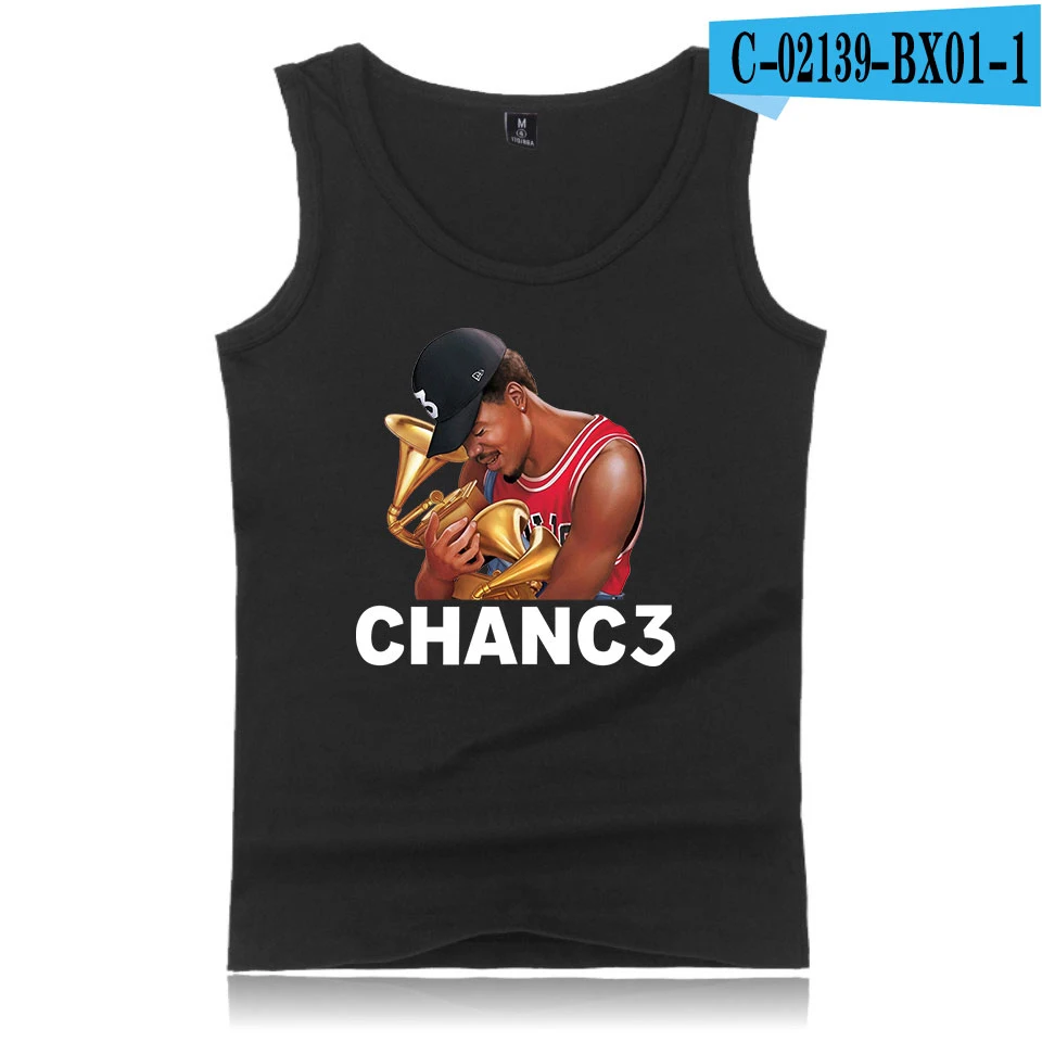 Chance The Rapper Жилеты мужские с принтом Хлопок Мода Лето Без Рукавов рыбалка жилет Горячая тренд повседневные топы - Цвет: Black