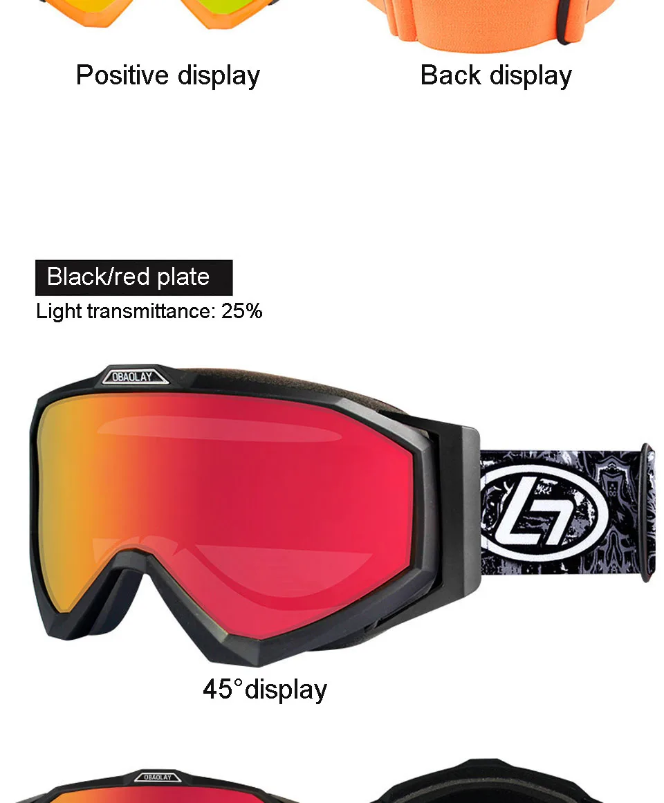 Профессиональные лыжные очки двухслойные линзы противотуманные UV400 лыжные очки для катания на лыжах сноуборде Мужские Женские снежные очки