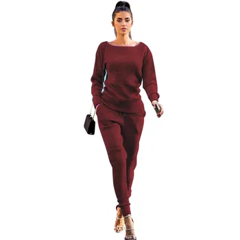 

2019 Autumn Women Set Female Clothing Solid Color Casual Top And Pant 2 Piece Set Women Tracksuit Woman Sportswear Two-Piece Set