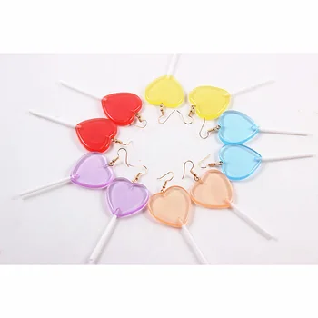 

Korean Mini Candy Drop Earrings Resin Colorful Simulation Lollipop Drop Earrings for Women 2020 Transparent Candy Eardrop